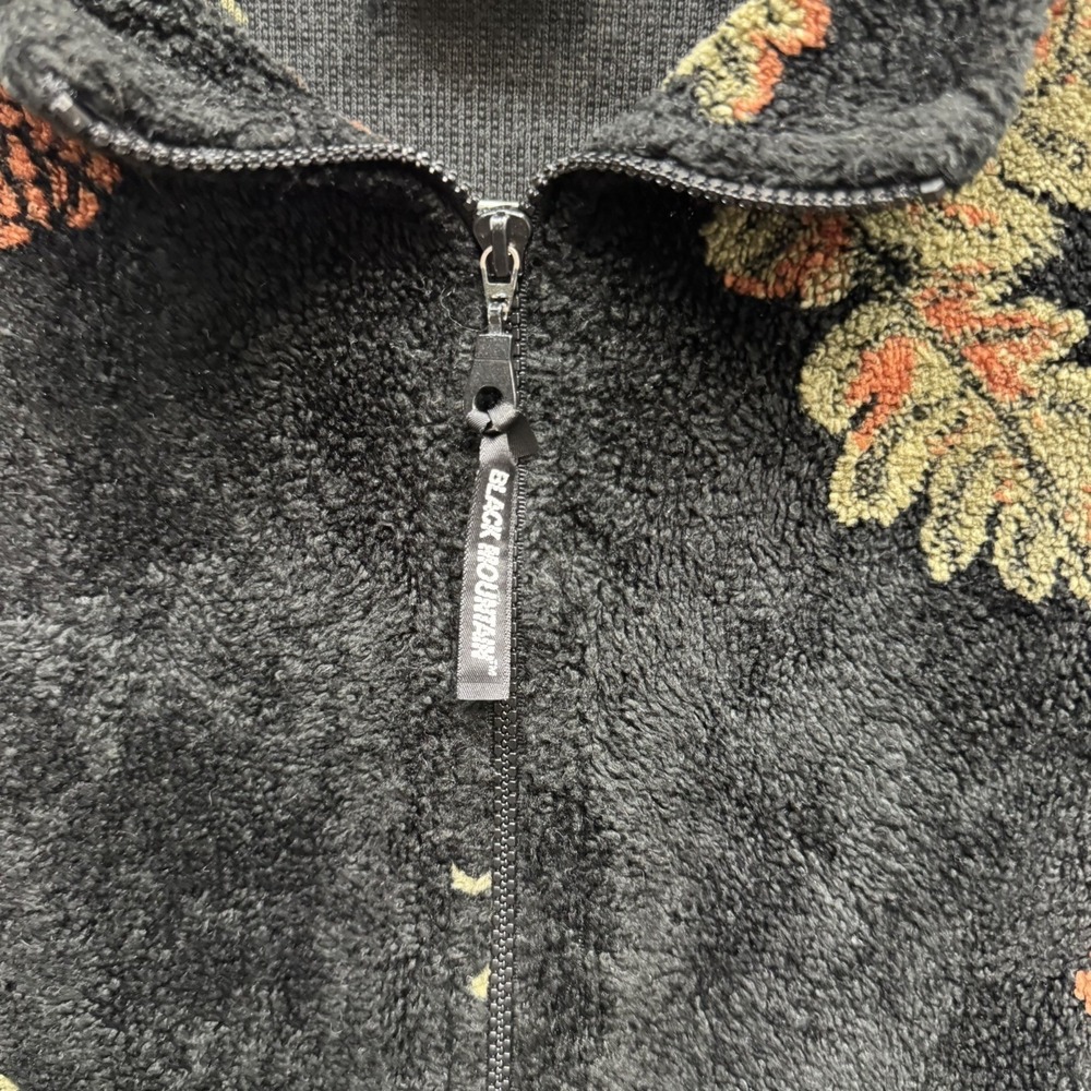 Vintage Black Mountain Outdoor Full Zip Fleece Jacket AOP Pinecone Oak Leaf M/L - Picture 4 of 8